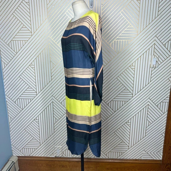 Apiece Apart Long Tunic Top Side Slits Coverup Colorful Striped Navy Blue Size 0 - Picture 7 of 10